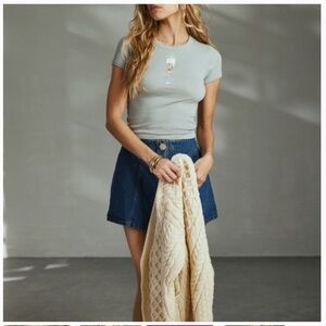 Kimchi Blue Gray Tee with Champagne Glass Design